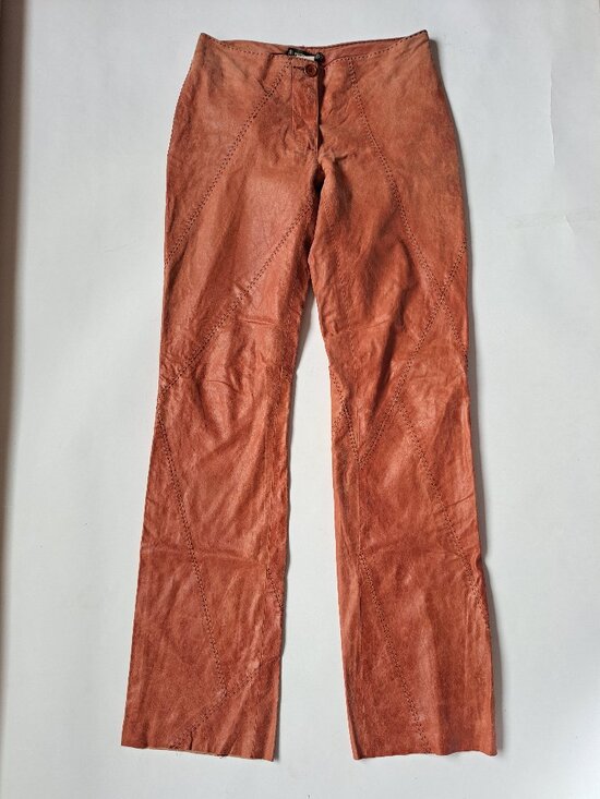 Plein Sud Women's 100% Leather Brick color Pants Size 36/4 - Picture 1 of 14